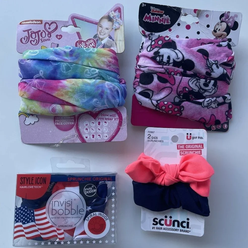 Colorful hair Lot Jojo Siwa HEAD WRAP, MINNIE MOUSE Headband & SCUNCI BUNDLE 7